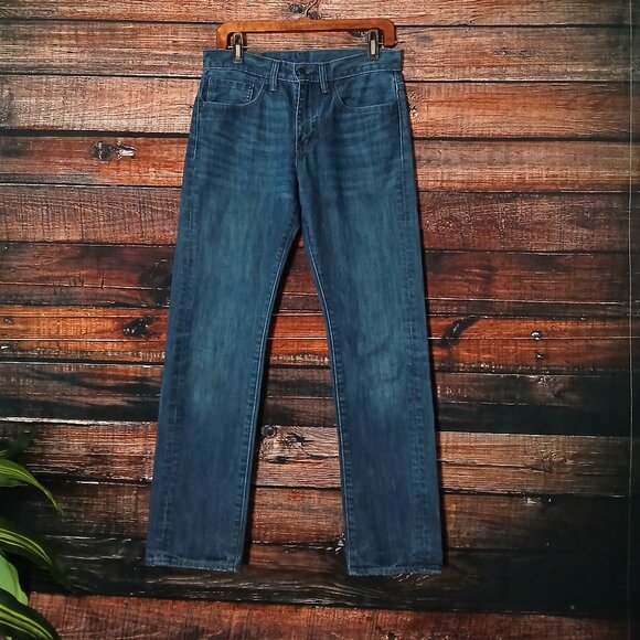 Levis Jeans Mens 31X31 513 Slim Straight Dark Blue Denim Low Stretch - Picture 3 of 7